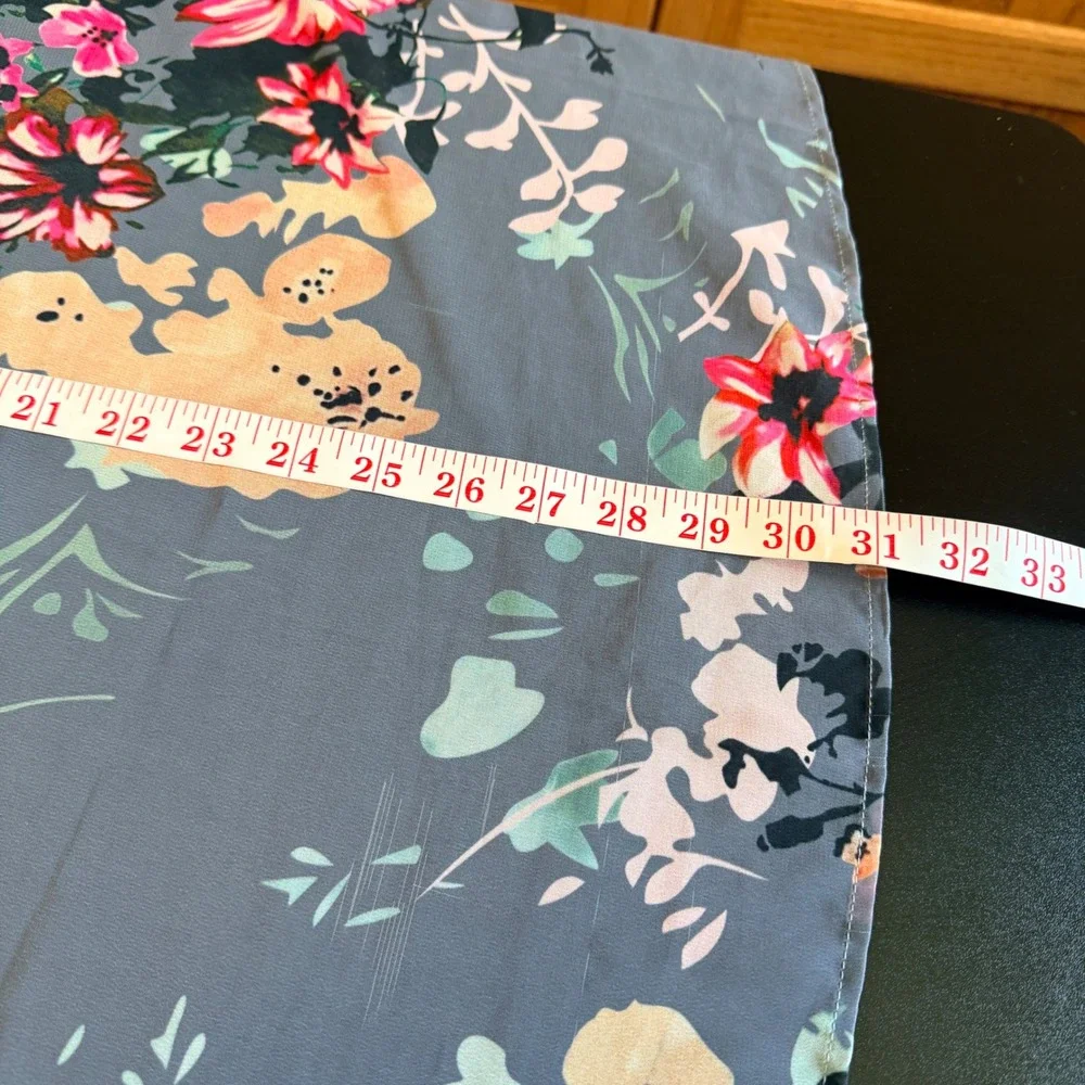 Chiffon‎ Kimono XL Wrap Womens  Green Floral Boho Sheer Wrap Summer